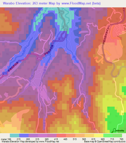 Warabo,Japan Elevation Map