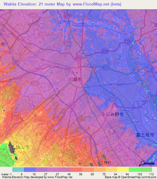 Wakita,Japan Elevation Map