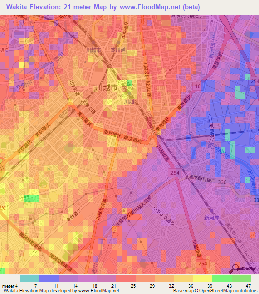 Wakita,Japan Elevation Map