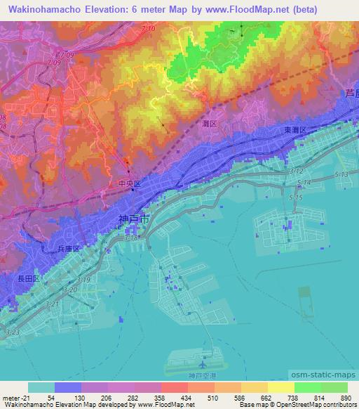 Wakinohamacho,Japan Elevation Map