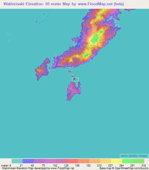 Wakimisaki,Japan Elevation Map