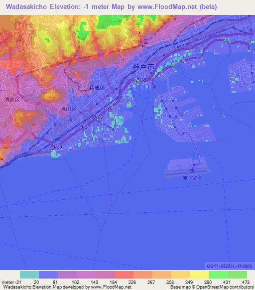 Wadasakicho,Japan Elevation Map