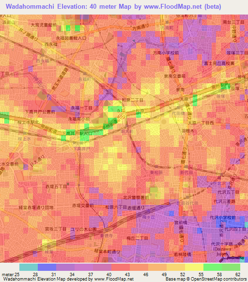 Wadahommachi,Japan Elevation Map