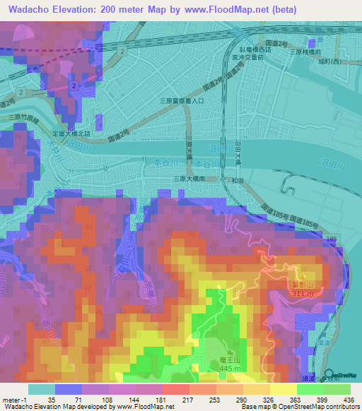 Wadacho,Japan Elevation Map