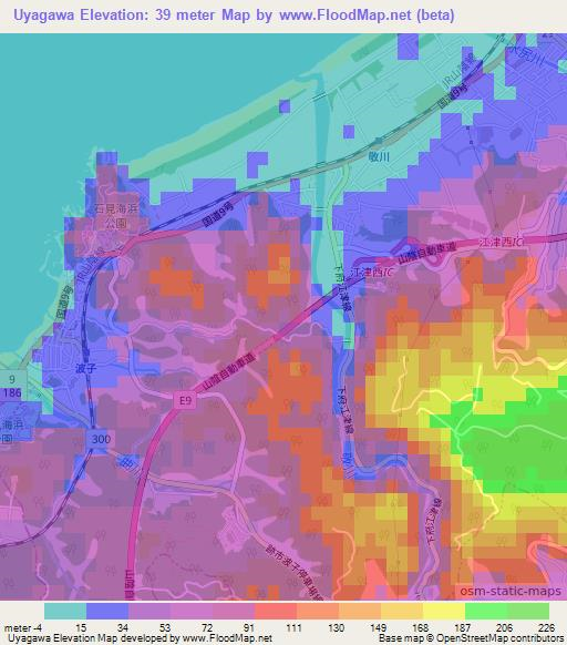 Uyagawa,Japan Elevation Map