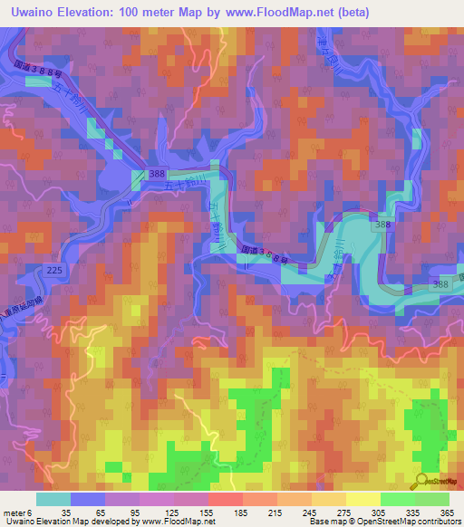Uwaino,Japan Elevation Map