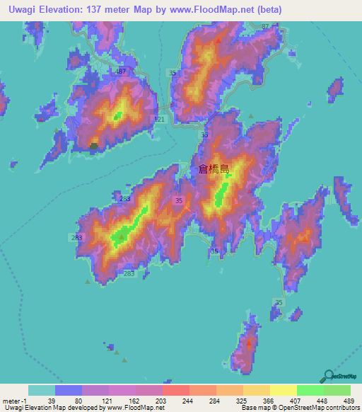 Uwagi,Japan Elevation Map
