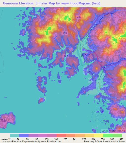 Usunoura,Japan Elevation Map