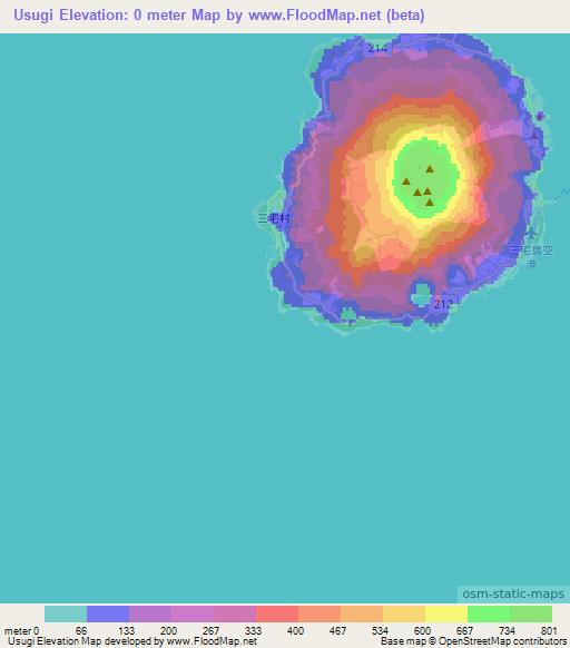 Usugi,Japan Elevation Map