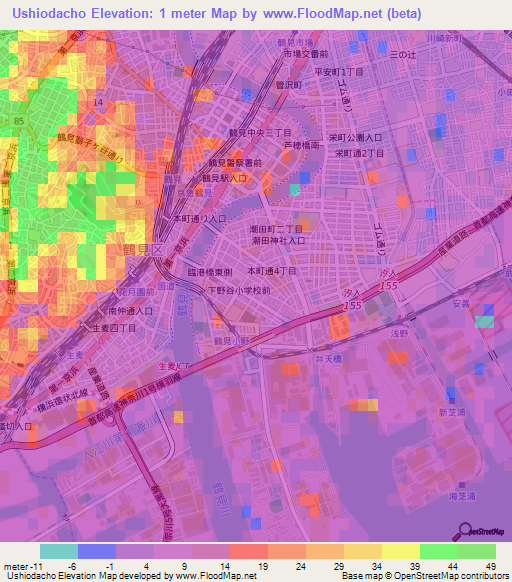 Ushiodacho,Japan Elevation Map