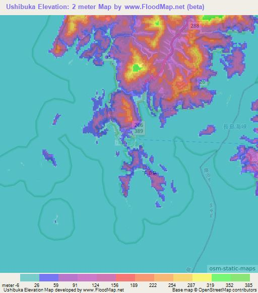 Ushibuka,Japan Elevation Map