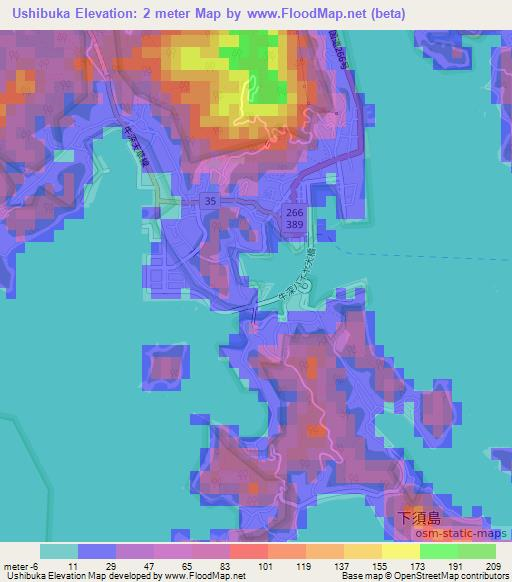 Ushibuka,Japan Elevation Map