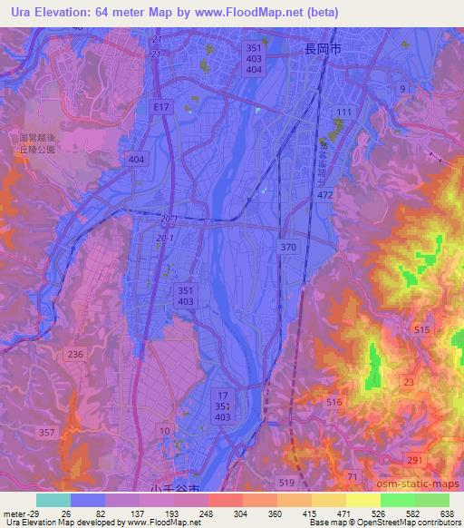 Ura,Japan Elevation Map