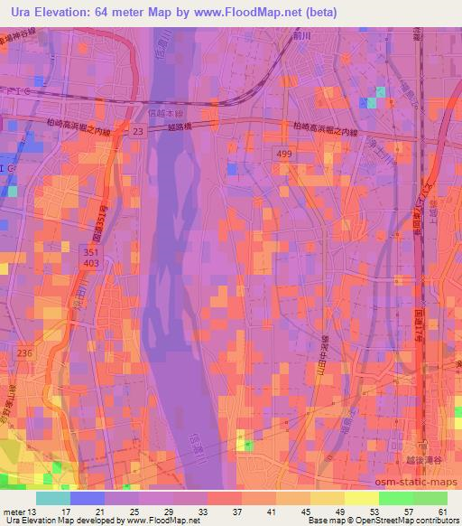 Ura,Japan Elevation Map