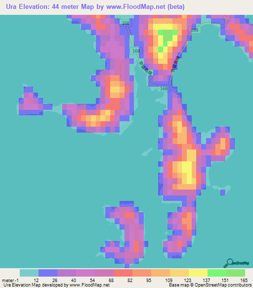 Ura,Japan Elevation Map