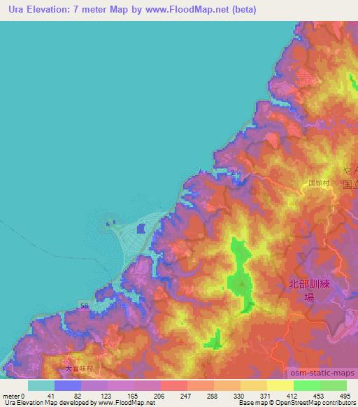 Ura,Japan Elevation Map