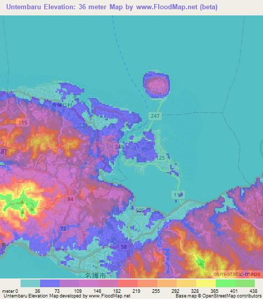 Untembaru,Japan Elevation Map