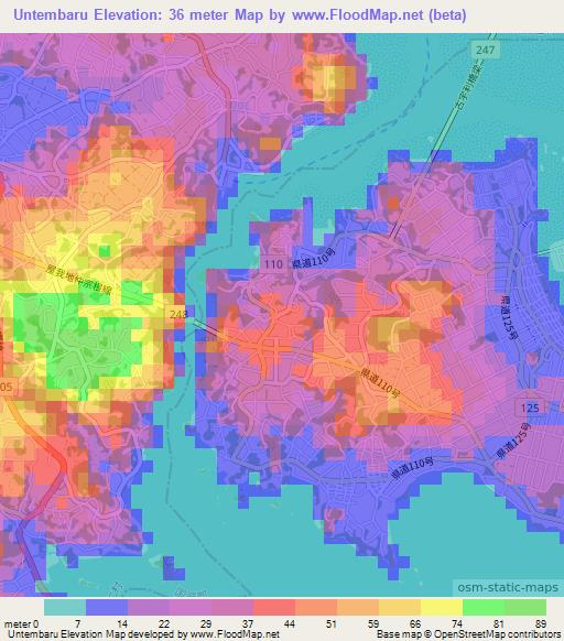 Untembaru,Japan Elevation Map