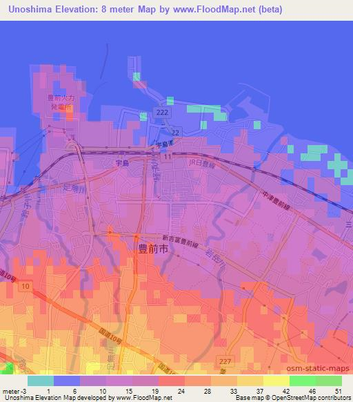 Unoshima,Japan Elevation Map