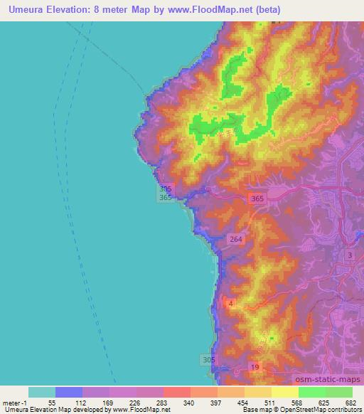 Umeura,Japan Elevation Map