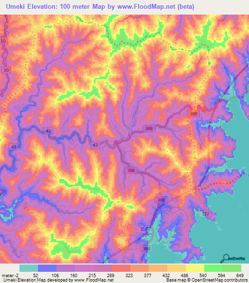 Umeki,Japan Elevation Map