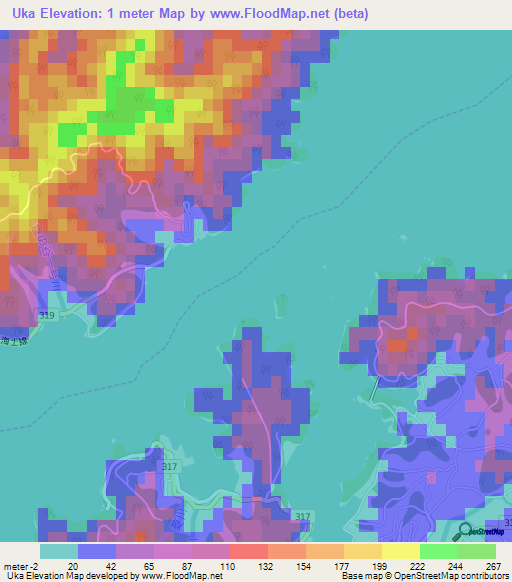 Uka,Japan Elevation Map