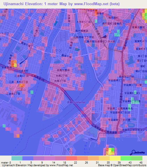 Ujinamachi,Japan Elevation Map
