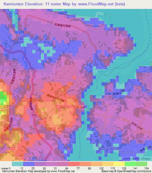 Kamiunten,Japan Elevation Map
