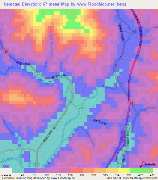 Uematsu,Japan Elevation Map