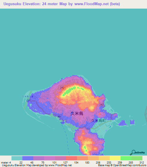 Uegusuku,Japan Elevation Map