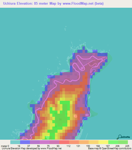 Uchiura,Japan Elevation Map
