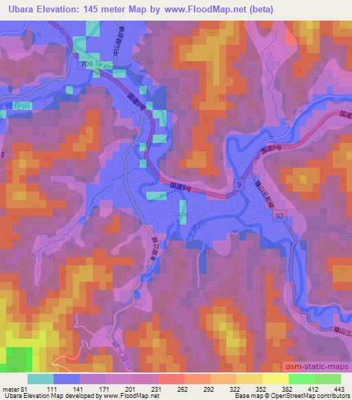 Ubara,Japan Elevation Map