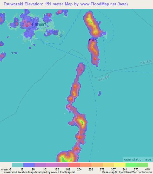 Tsuwazaki,Japan Elevation Map