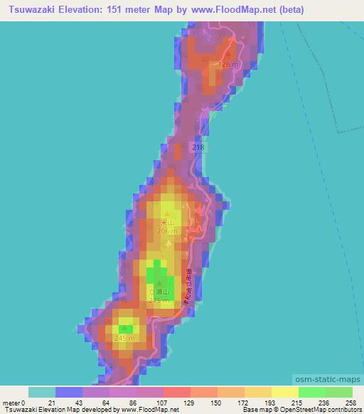 Tsuwazaki,Japan Elevation Map