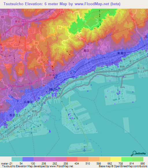 Tsutsuicho,Japan Elevation Map
