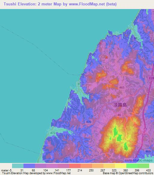 Tsushi,Japan Elevation Map