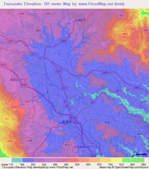 Tsuruzako,Japan Elevation Map