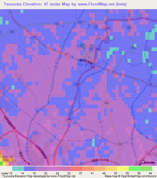 Tsuruoka,Japan Elevation Map