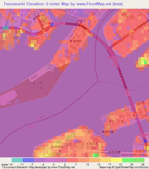 Tsurumachi,Japan Elevation Map