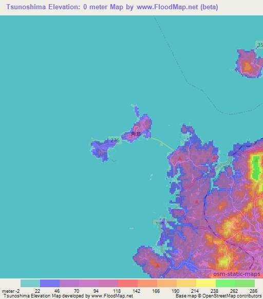 Tsunoshima,Japan Elevation Map