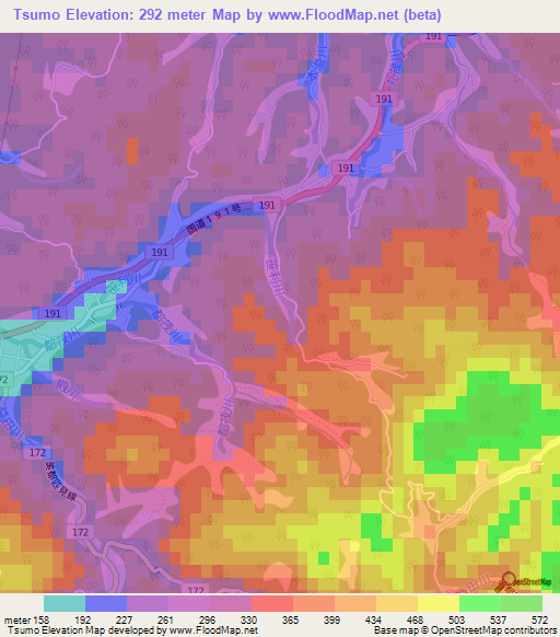 Tsumo,Japan Elevation Map