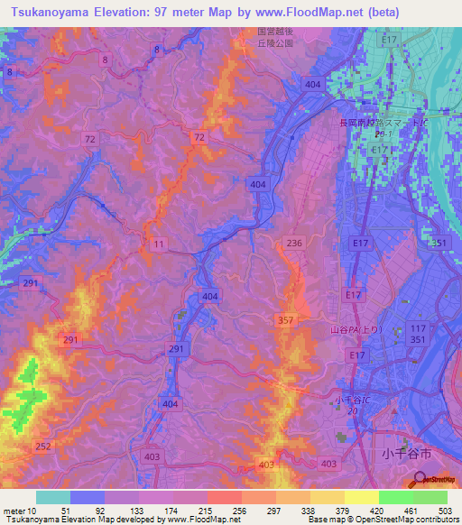 Tsukanoyama,Japan Elevation Map