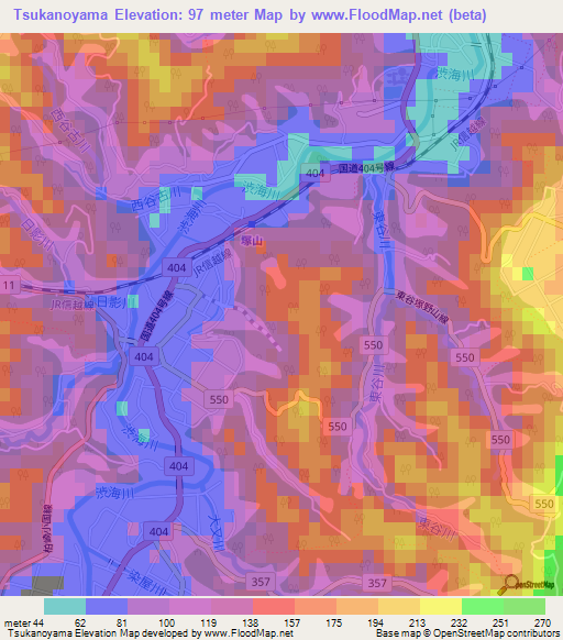 Tsukanoyama,Japan Elevation Map