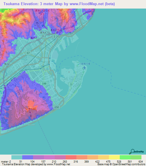 Tsukama,Japan Elevation Map