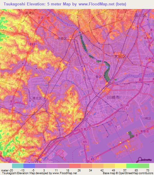 Tsukagoshi,Japan Elevation Map