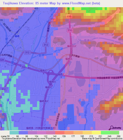 Tsujikawa,Japan Elevation Map