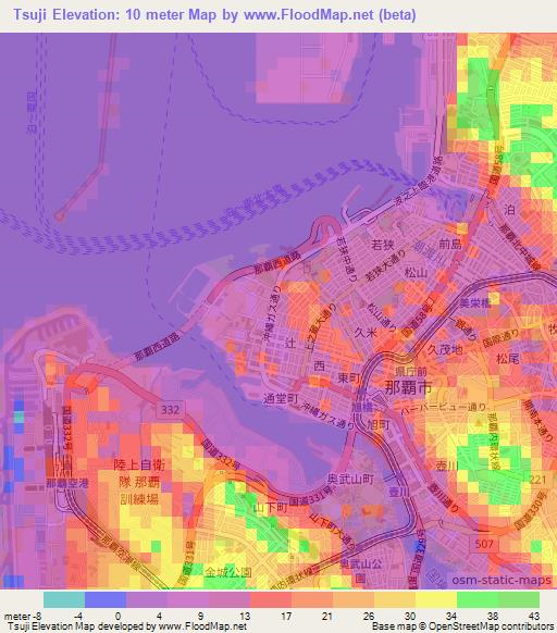 Tsuji,Japan Elevation Map
