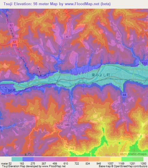 Tsuji,Japan Elevation Map