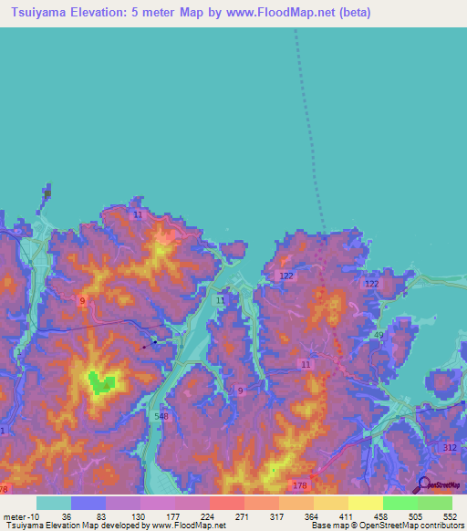 Tsuiyama,Japan Elevation Map