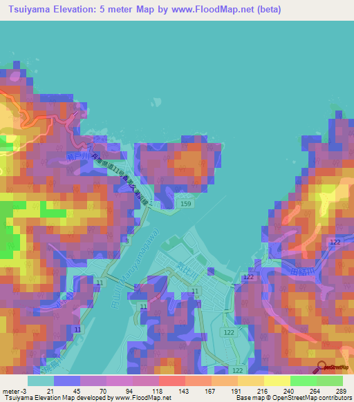 Tsuiyama,Japan Elevation Map